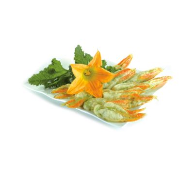 Fiori di zucca in crosta de palma